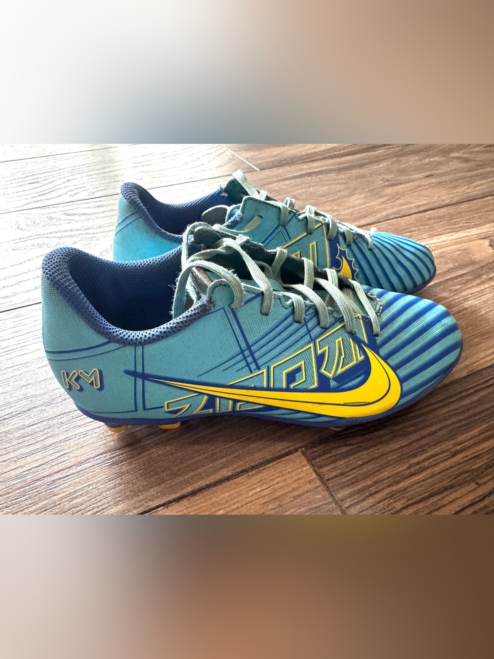 Nike Kids Teal and Yellow Soccer Sneakers